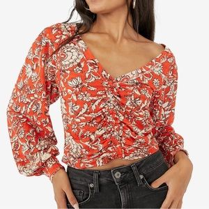 73. Free People Say The Word Ruched Long Sleeve Tee NWT